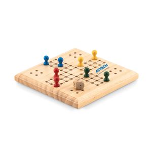 LUDO Dřevěná Ludo Hra v Bavlněném Pytlíku