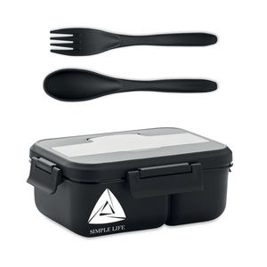 Two-Tier Lunch Box with Cutlery and Handle - 1000ml