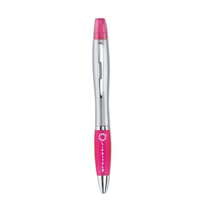 RIO DUO Silver Satin 2-in-1 Ball Pen and Highlighter Duo - GiftRetail MO7440