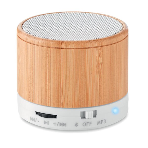 ROUND BAMBOO Bezdrátový reproduktor bambus - GiftRetail MO9608