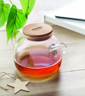 MUNNAR Elegant Borosilicate Glass Teapot with Bamboo Lid