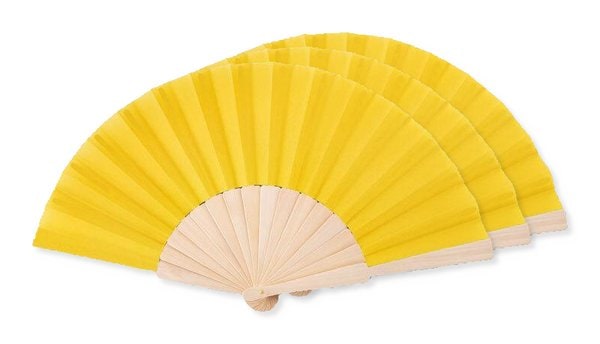 Pack of 30 GiftRetail MO9532 - FANNY WOOD Elegant Wooden Hand Fan with Polyester Fabric