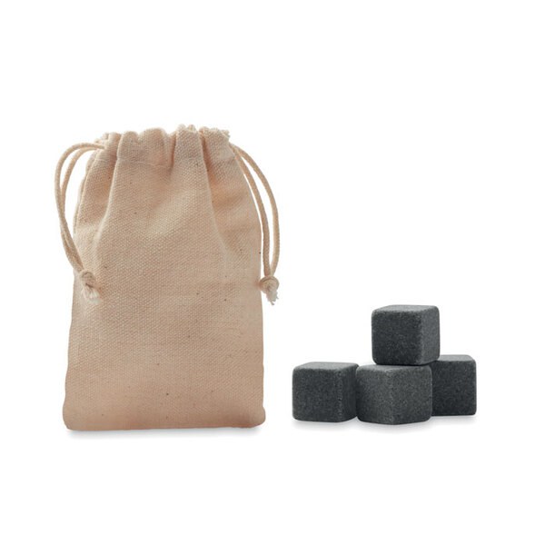 ROCKS Premium Reusable Stone Ice Cubes with Cotton Pouch - GiftRetail MO9943