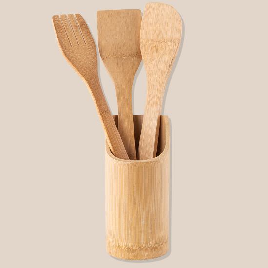 Goya 50643 - Sada 3 bambusových příborů s držákem KIPER