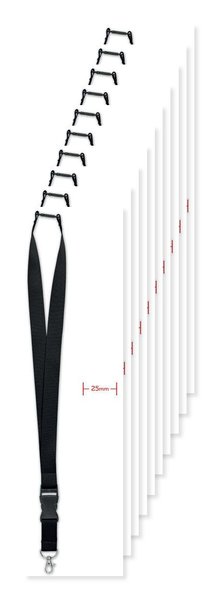 Balení 10 ks GiftRetail MO9661 - WIDE LANY 25mm klíčenka s karabinkou